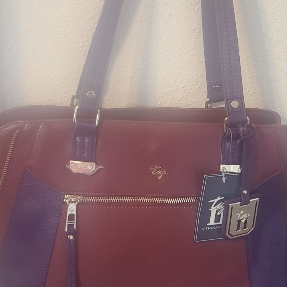 Tignanello Burgundy and Purple Shoulder Bag